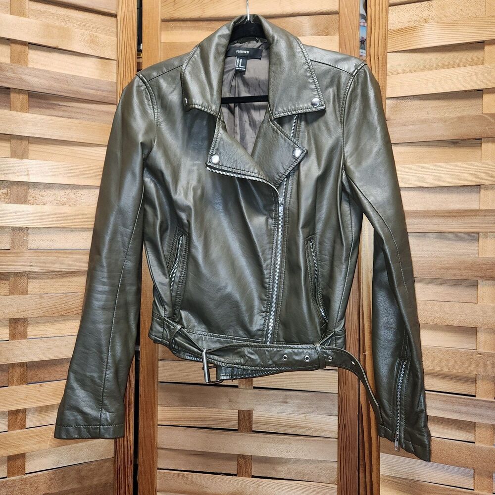 Forever 21 Faux Leather Brown Jacket Women's Size M
